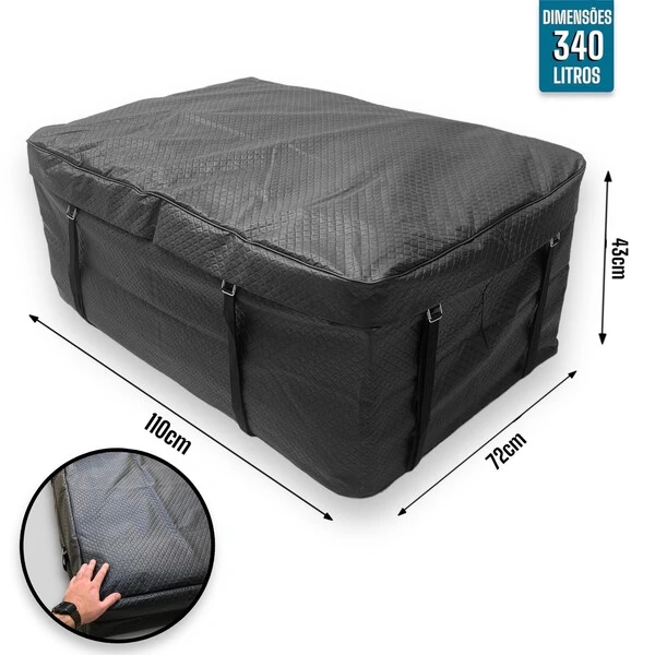 Bolsa Teto Maleiro Impermeável 340 Litros + Cinta Segurança PREMIUM