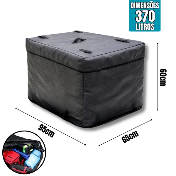 Bolsa Carro Teto Maleiro Organizador Impermeável 370 Litros Vulcanizado Premium