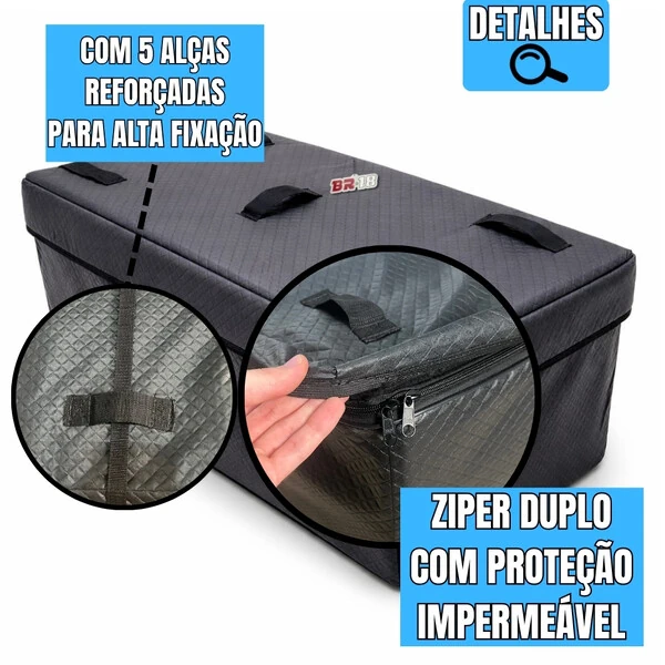 Bolsa Maleiro Meio Teto Premium 180 Litros Impermeável Vulcanizado + Cinta Carga