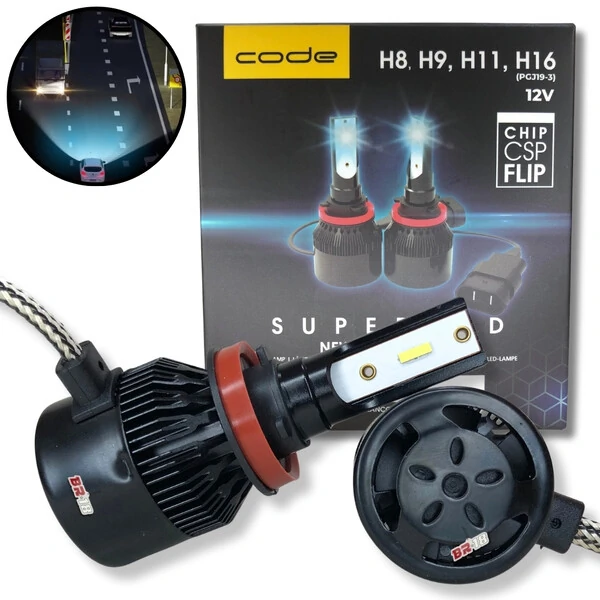 Super Led Code H1 H3 H4 H7 H8 H9 H11 H16 H27 HB3 HB4 - 8000K