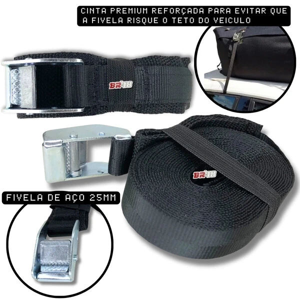 Cinta De Segurança Catraca Premium Fita 5 Metros Carga Carro Moto - PAR