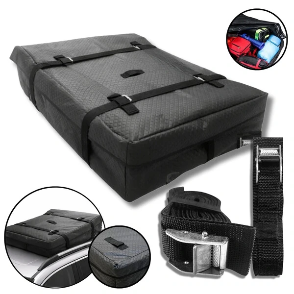 Bolsa Maleiro Teto Aerodinamico Impermeável 175 Litros Vulcanizado + Cinta Carga