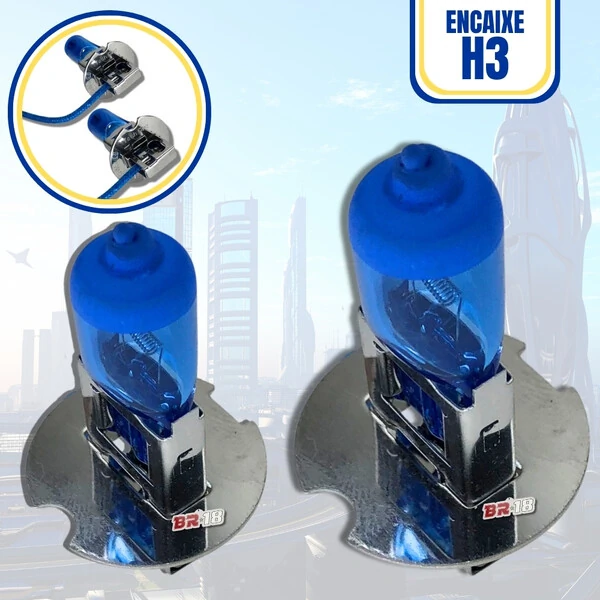 Lâmpada Super Branca H3 55w - Efeito Xenon 8500k (Par)