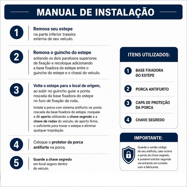Kit Antifurto de Estepe Prisioneiro M12 x 1,50mm com Cabeça Giratória B132030