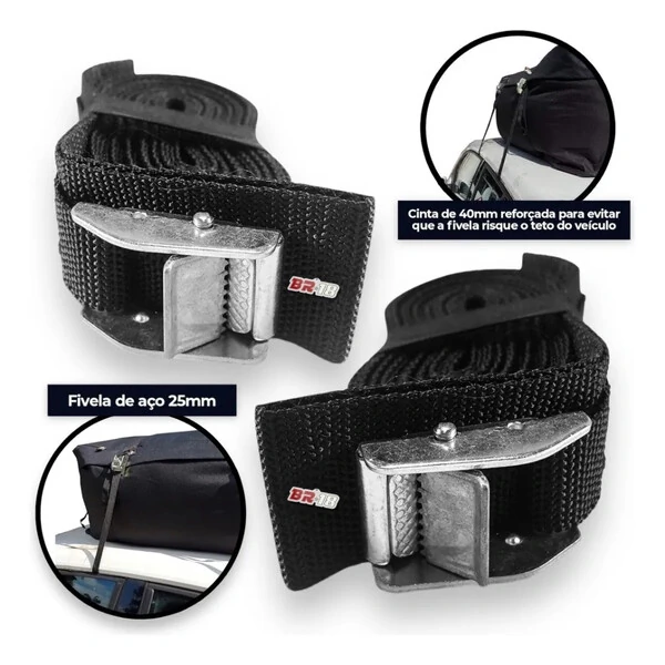 Bolsa Maleiro Meio Teto Premium 180 Litros Impermeável Vulcanizado + Cinta Carga