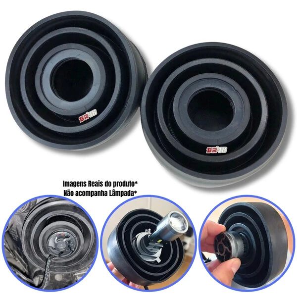 Tampa De Vedação Borracha Do Farol Universal Com Furo 55mm 70mm 80mm 90m Par