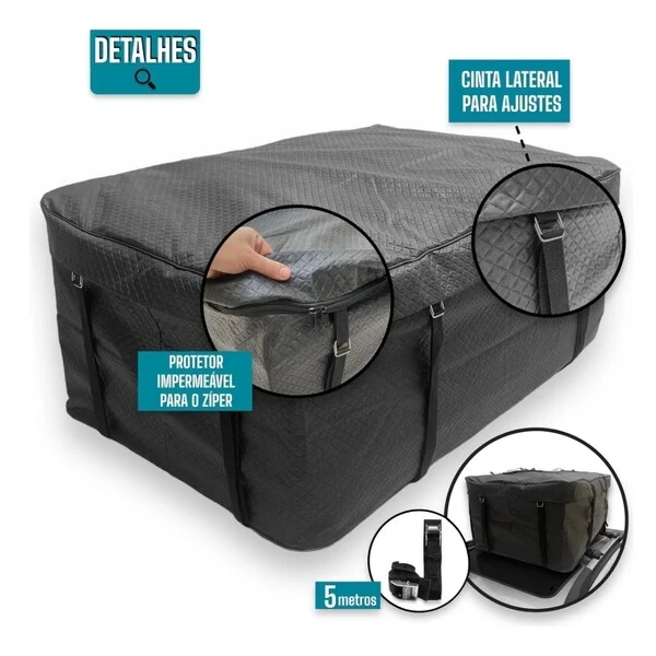 Bolsa Teto Maleiro Impermeável 340 Litros + Cinta Segurança PREMIUM