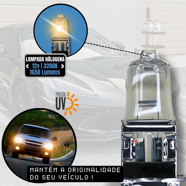 Par Lâmpada Halógena Original Farol H3 55w 12v Pk22s