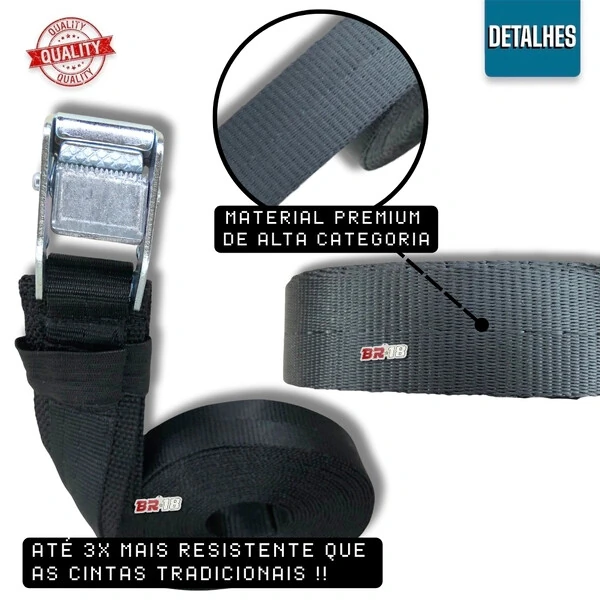 Cinta De Segurança Catraca Premium Fita 5 Metros Carga Carro Moto - PAR