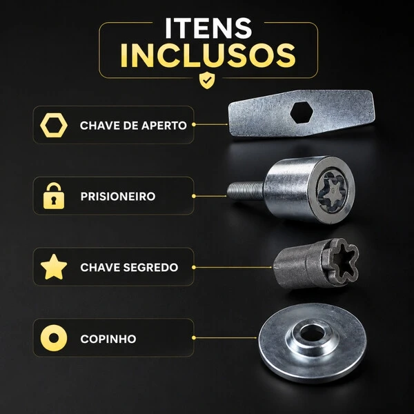 Kit Trava Parafuso Antifurto De Estepe com Cabeça Giratória