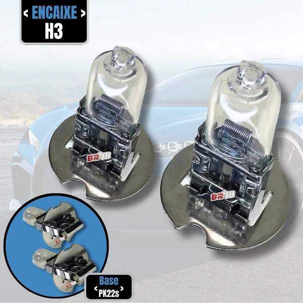 Par Lâmpada Halógena Original Farol H3 55w 12v Pk22s