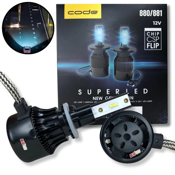 Super Led Code H1 H3 H4 H7 H8 H9 H11 H16 H27 HB3 HB4 - 8000K