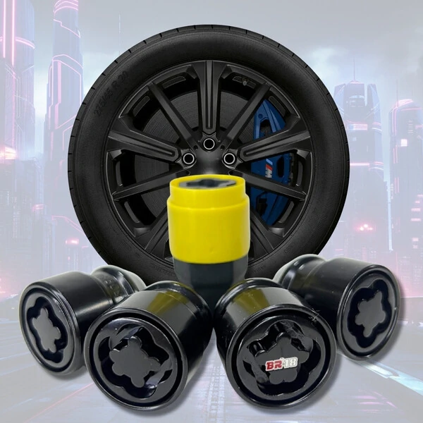 Porca Preta/Black Antifurto Cabeça Giratória M12 x 1,50mm (30mm) Mitsubishi