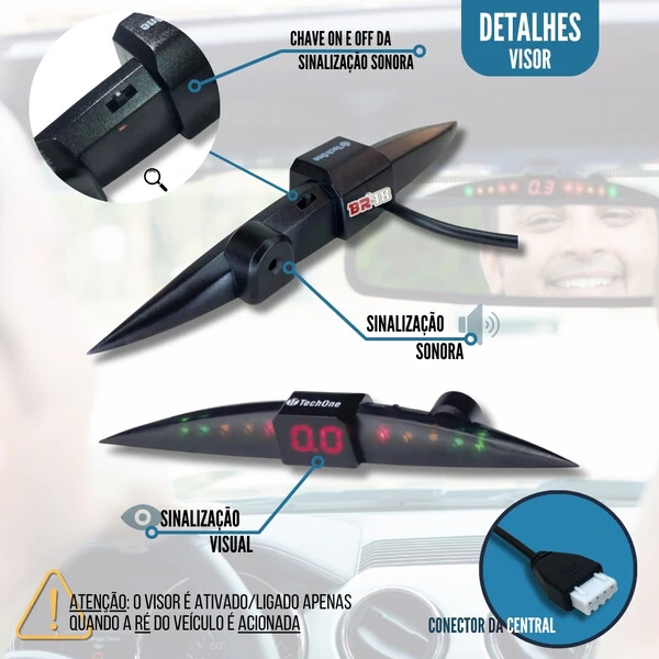 Sensor De Ré Estacionamento Cromado Emborrachado - Pick Up Caminhonete