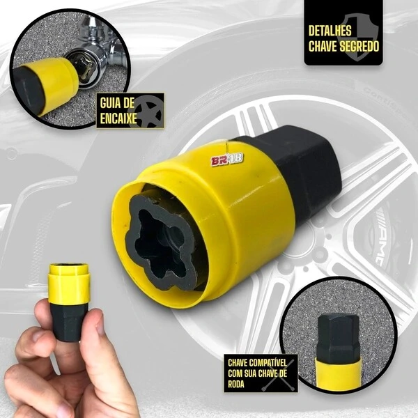 Kit Antifurto de Estepe Prisioneiro M12 x 1,50mm com Cabeça Giratória B132030