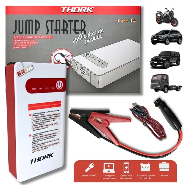 Acumulador de Bateria 7500mAh Jump Starter 12v