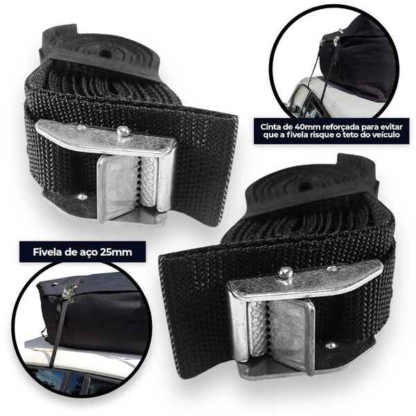 Bolsa Teto Maleiro Impermeável 370 Litros Vulcanizado + Cinta Segurança