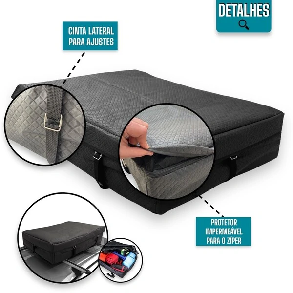 Bolsa Teto Maleiro Aero Impermeável 175 Litros + Cinta de Segurança Premium