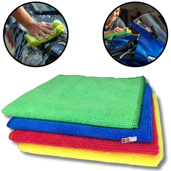 Kit 4 Panos De Limpeza Automotiva Microfibra 35x35cm Para Carro e Moto