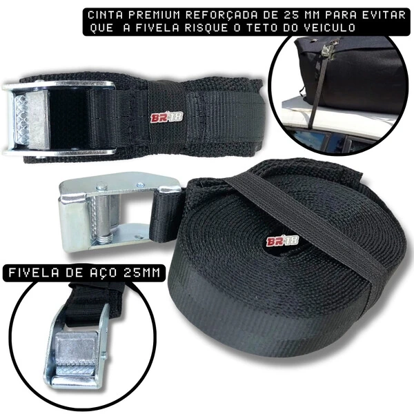 Bolsa Teto Maleiro Impermeável 340 Litros + Cinta Segurança PREMIUM