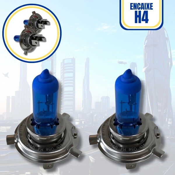 Lâmpada Super Branca H4 55w - Efeito Xenon 8500k (Par)