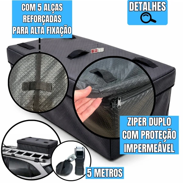 Bolsa Maleiro Meio Teto 180 Litros Impermeável Vulcanizado + Cinta Premium