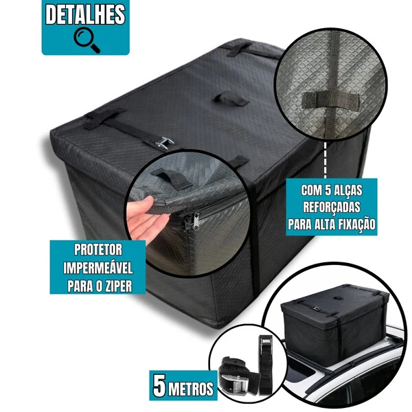 Bolsa Teto Maleiro Impermeável 370 Litros Vulcanizado + Cinta Segurança