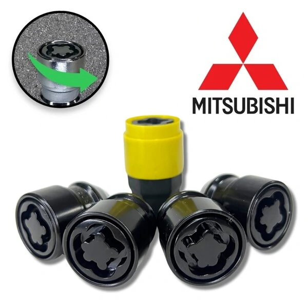 Porca Preta/Black Antifurto Cabeça Giratória M12 x 1,50mm (30mm) Mitsubishi