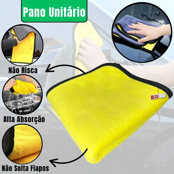 Pano Unitário Microfibra 60x30cm Premium Para Limpeza Automotiva