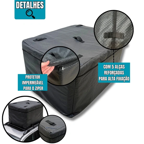 Bolsa Carro Teto Maleiro Organizador Impermeável 370 Litros Vulcanizado Premium