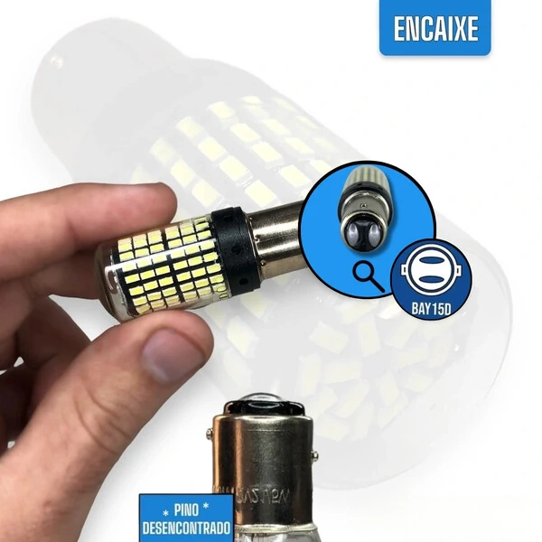 Par Lâmpadas Led Cambus 1157 2 Polos Luz Forte Diurna Drl