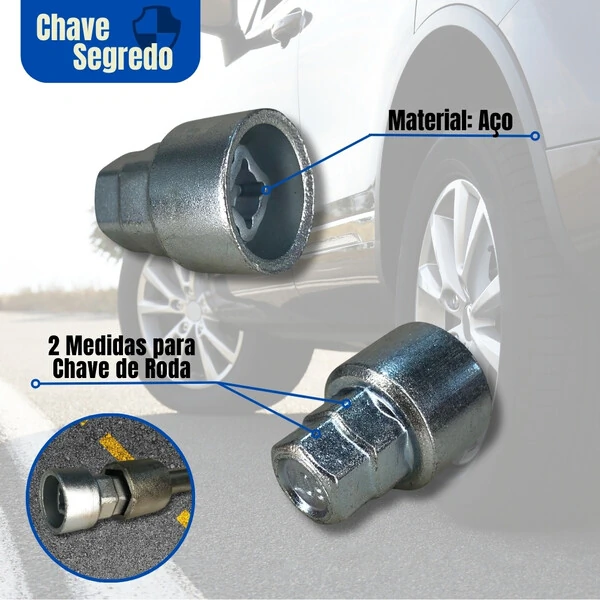 Parafuso Porca Antifurto Roda Caoa Chery 12x1,5
