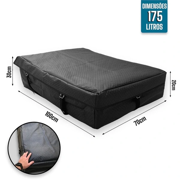 Bolsa Teto Maleiro Aero Impermeável 175 Litros + Cinta de Segurança Premium