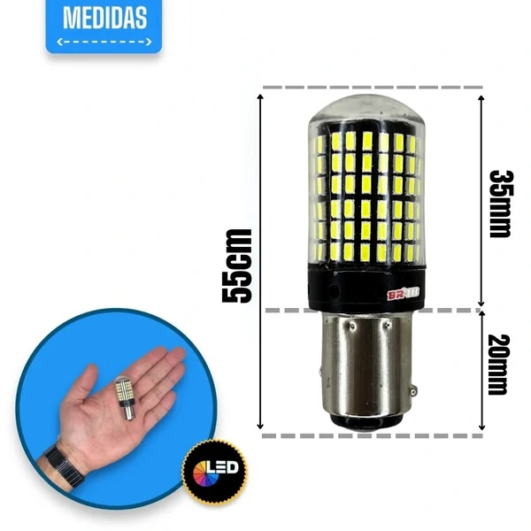 Par Lâmpadas Led Cambus 1157 2 Polos Luz Forte Diurna Drl