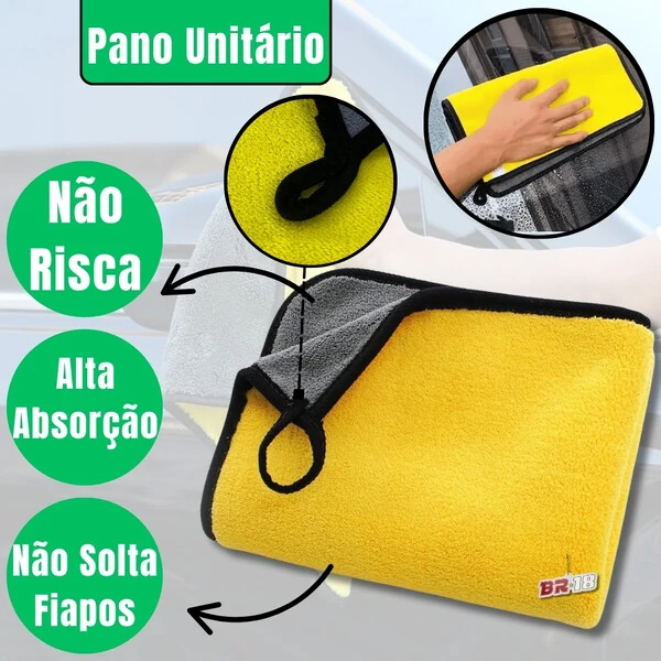 Pano Unitário Microfibra 30x30cm Premium Para Limpeza Automotiva