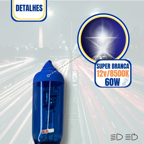 Lâmpada Super Branca HB3 9005 55w - Efeito Xenon 8500k (Par)