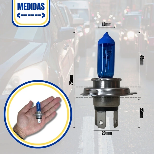 Lâmpada Super Branca H4 55w - Efeito Xenon 8500k (Par)