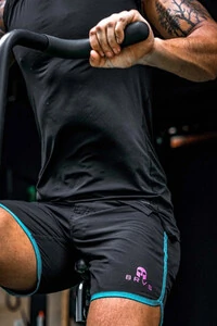 Bermuda Retrô Preta Rosa e Azul