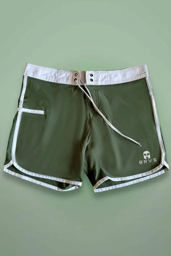 Bermuda Retrô Verde Militar e Cinza