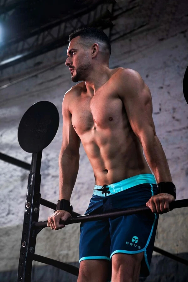 Bermuda Retrô Marinho e Ciano