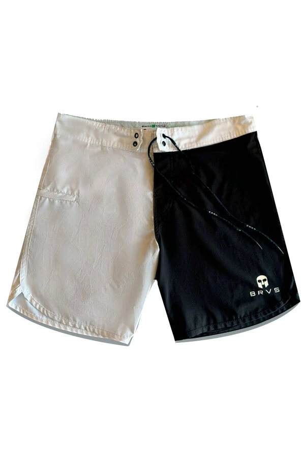Bermuda Retrô Preta e OffWhite Mescla