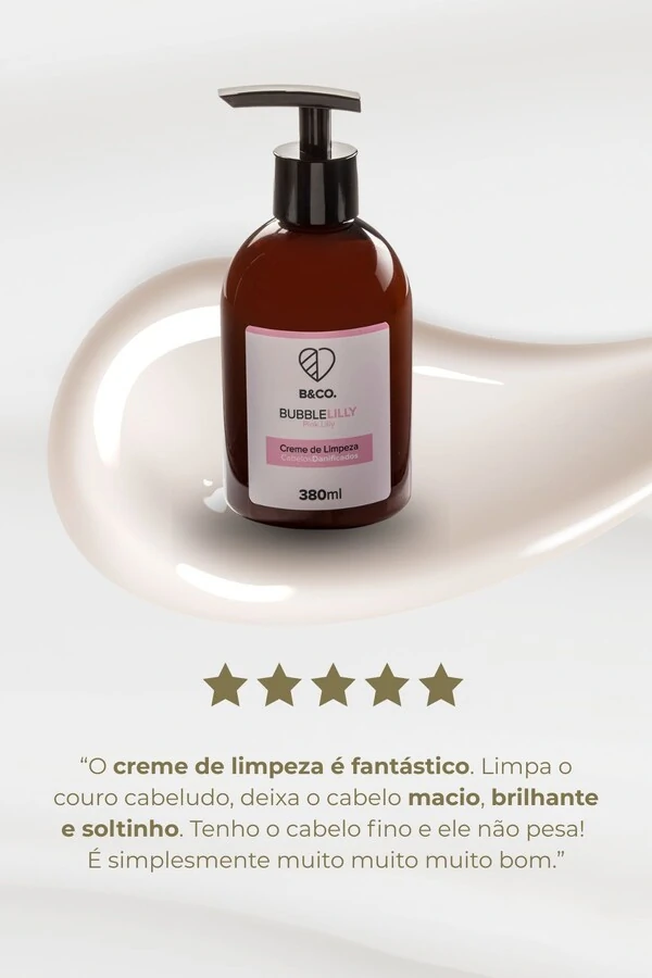Creme de Limpeza Capilar Low Poo BubbleLilly Cabelos Danificados 380ml