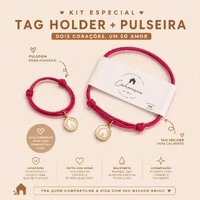 Kit dois Corações, um só amor - Tag Holder + Pulseira