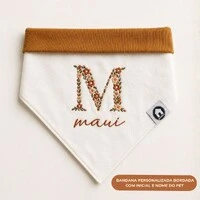 Bandana Bordada Floral Personalizada para Cachorro