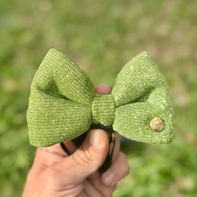 Foto Gravata com Enchimento Glitter Verde Oliva