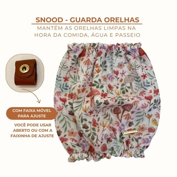 Snood Bosque de Cogumelos - Guarda Orelhas para cachorros de orelha longa - Cavalier, Cocker