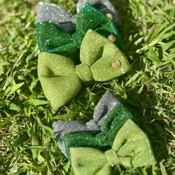 Gravata com Enchimento Glitter Verde Oliva