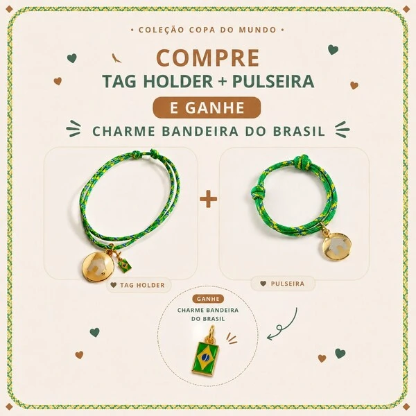 Kit Copa • Tag Holder + Pulseira + Charm de brinde