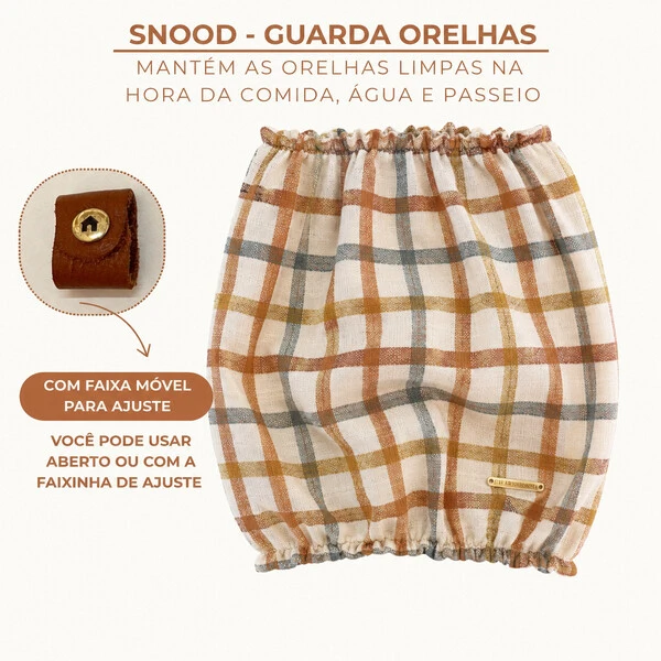 Snood Xadrez - Guarda Orelhas para cachorros de orelha longa - Cavalier, Cocker