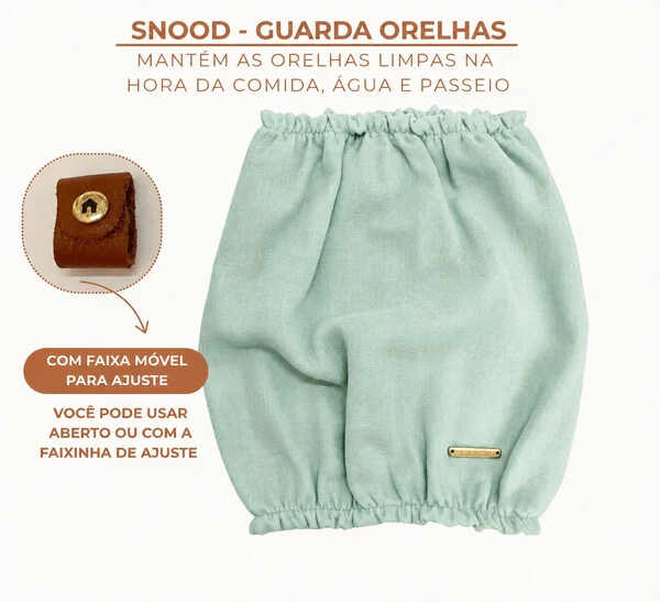 Snood Verde Água Clássico - Guarda Orelhas para cachorros de orelha longa - Cavalier, Cocker